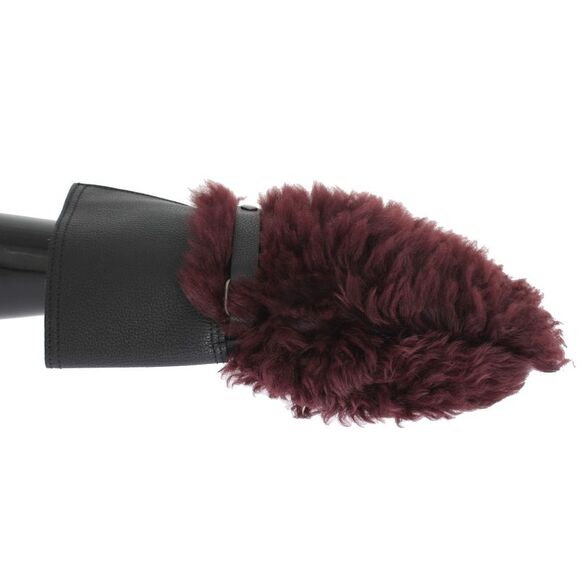 Dolce & Gabbana Black Leather Bordeaux Shearling Men's Gloves